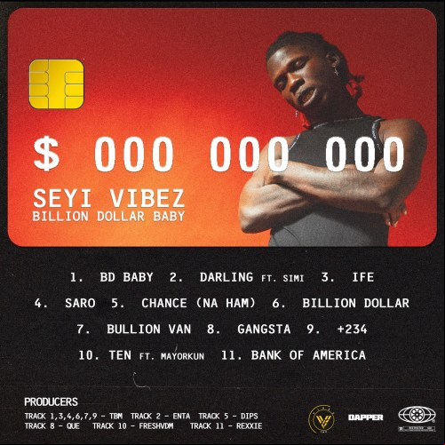 Seyi Vibez Billion Dollar Dream Album Artwork Back Cover