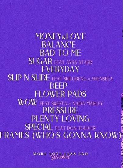 Wizkid More Love Less Ego Backcover